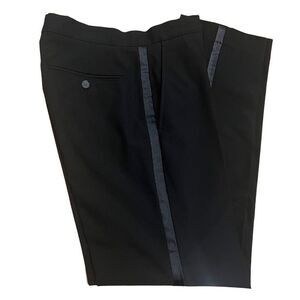 JF J. Ferrar Slim Black Tuxedo Pants w/ Satin Stripe Men’s 28/30
